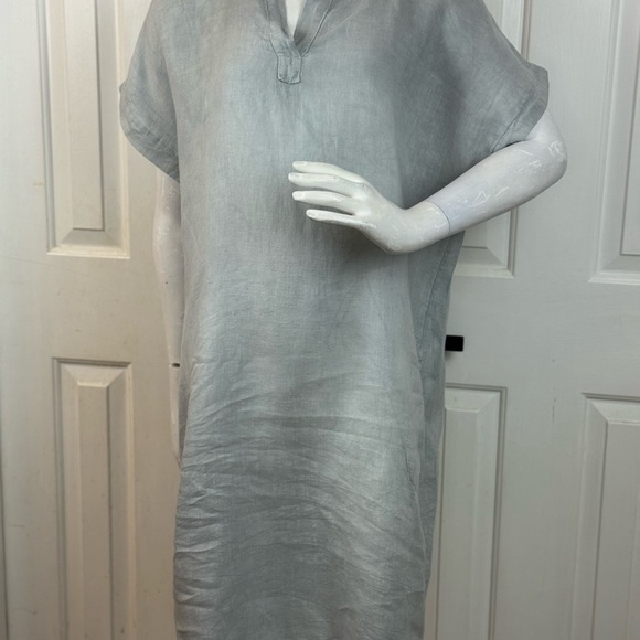 Italy 100% Linen Gray Linen Kaftan Dress. - Picture 3 of 15
